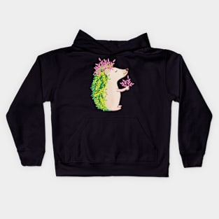 cute plant hedgehog Kids Hoodie